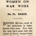 Cigarette card (back): Woman on War Work Series No. 21: Baker; Carreras Ltd; 1916; GWL-2022-127-1