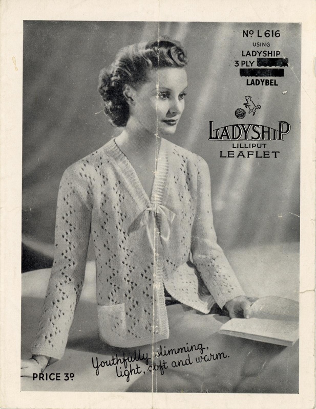 Knitting pattern: Cardigan Bed Jacket; Ladyship Lilliput Leaflet No. L616; c.1930s; GWL-2022-135-2