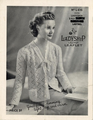 Knitting pattern: Cardigan Bed Jacket; Ladyship Lilliput Leaflet No. L616; c.1930s; GWL-2022-135-2