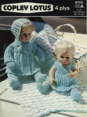 Knitting pattern: Baby Doll's Outfit; Copley Lotus No. 9102; 1976; GWL-2016-95-95