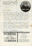 Chain letter page 1: Women's Action ~ Holy Loch; Women for Peace; 1984; GWL-2017-67-3