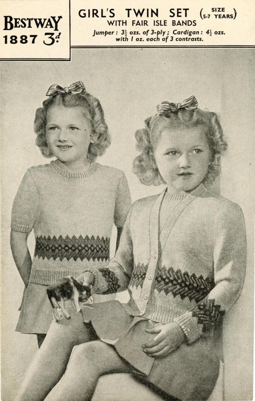 Knitting pattern: Girl's Twin Set; Bestway Leaflet No. 1887; 1940s; GWL-2016-159-31