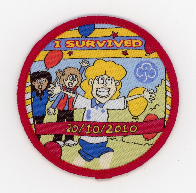 Patch: I Survived 20/10/2010; Girlguiding UK; c.2010; GWL-2018-69-14-4