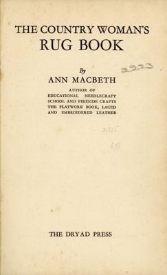 Front page: The Country Woman's Rug Book; MacBeth, Ann; 1929; GWL-2025-69-2