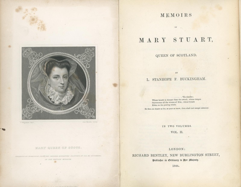 Title page: Memoirs of Mary Stuart, Queen of Scotland Vol. II; Buckingham, L. Stanhope F.; 1844; GWL-2016-157-2