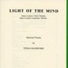 Title page: Light of the Mind; Ransford, Tessa; 1980; 0 902859 73 0; GWL-2025-135-1 Title page: Light of the Mind; Ransford, Tessa; 1980; 0 902859 73 0; GWL-2025-135-1