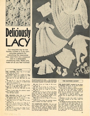 Knitting pattern: Deliciously Lacy; Woman's Weekly; 1978; GWL-2015-44-50