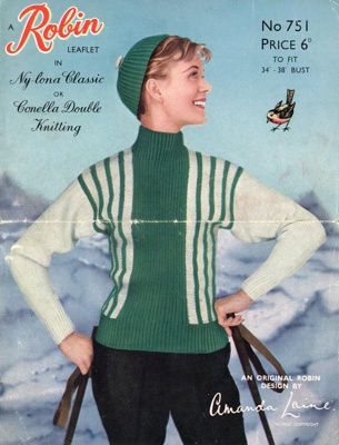 Knitting pattern: Lady’s Skiing Sweater; Robin Leaflet No. 751; GWL-2015-34-69