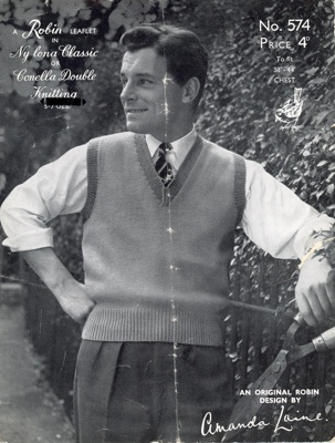 Knitting pattern: Man's Sleeveless Pullover; Robert Leaflet No. 574; c.1940s-50s; GWL-2022-113-16