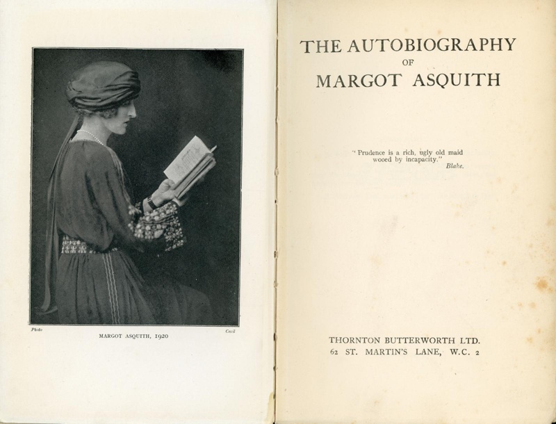 Title page: The Autobiography of Margot Asquith; Asquith, Margot; 1920; GWL-2025-112-1