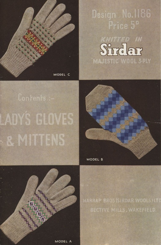 Knitting pattern: Lady's Gloves & Mittens; Sirdar Design No. 1186; GWL-2016-95-27