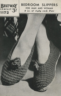 Knitting pattern: Bedroom Slippers; Bestway Leaflet No. 1172; GWL-2016-95-44