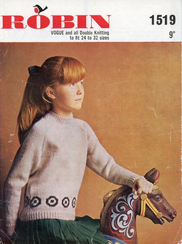 Knitting pattern: Raglan Sweater with Fair-Isle Motif; Robin No. 1519; 1960s; GWL-2017-11-32