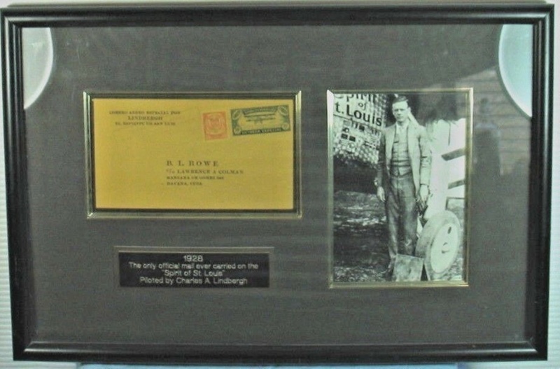 Plaque of Charles Lindbergh official mail carried on the Spirit of
