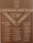 Honour board of Sandringham Lodge No. 220. Foundation members.; 198-?; P2663