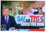 Save 229 Trees demonstration at the site of Sandringham College, Beaumaris Campus; Channel 9; 2016 Oct. 24; P12127