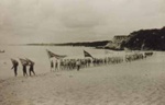 Half Moon Bay Life Saving Club members marching.; Betw. 1955 and 1959; P0922