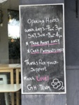 Café sign during lockdown, take away and card payments only; Choat, Liz; 2020 Apr. 8; PD3178