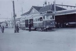Electric tramcar no. 49 at Sandringham station; 1956 Jul.; P1048