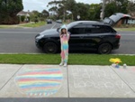 Easter chalk message during lockdown from grandchildren; Gaskell, Jennifer; 2020 Apr. 12; PD3342