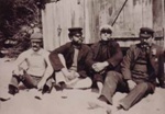Group of "sailors" outside a boatshed at Half Moon Bay; 190-; P1516