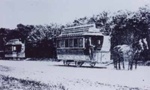 Horse tram service: a five-window and a six- window double decker.; c. 1900; P1039