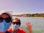 Exercising with face masks at Half Moon Bay; Stanley, Julie; 2020 Sep. 14; PD3373