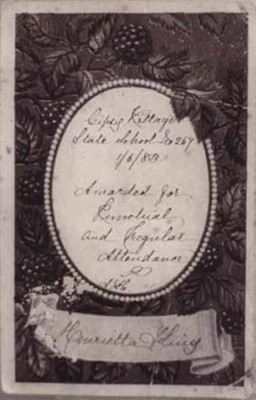 School award card to Henrietta King.; 1883; P2717