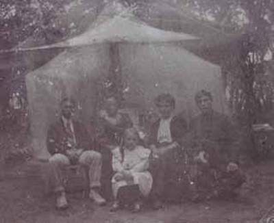 The Schmidt family camping on the Triangle, Hampton; c. 1900; P1449
