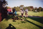 Planting trees given by Sandringham and District Historical Society in the Triangle Gardens, Hampton; 1996 Aug.; P3067-7