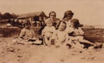 Cowmeadow family on Sandringham Beach; c. 1950; P0096
