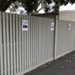 Fence markings for students to line up socially distanced; Choat, Liz; 2020 Jul. 25; PD3280