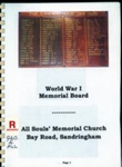 World War I memorial board, All Souls' Memorial Church, Bay Road, Sandringham; Withers, Jan; 2015; B1174