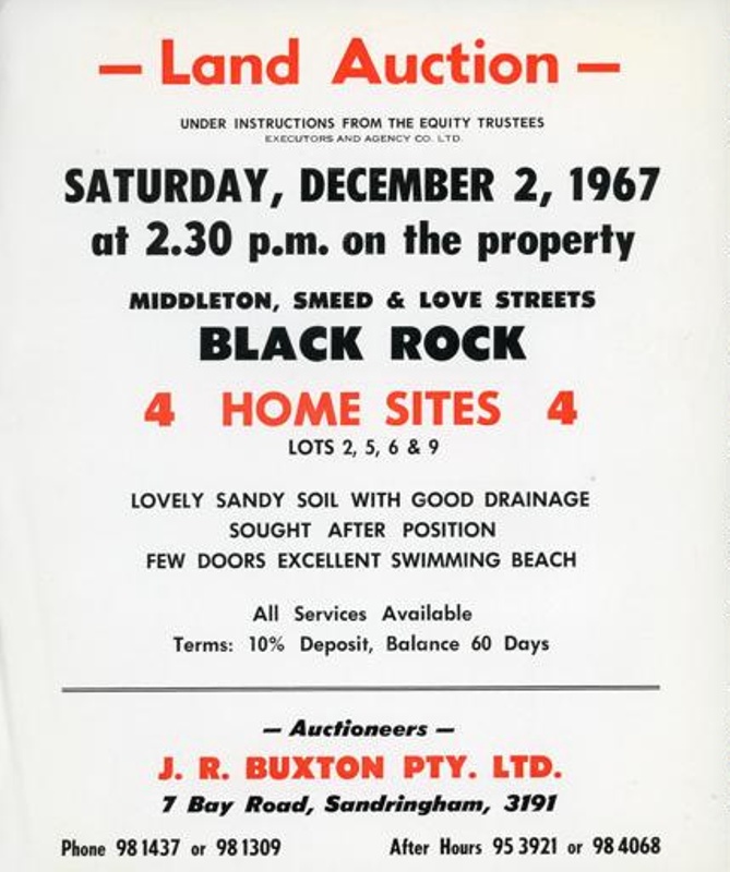 Land sale notice 4 Home Sites Black Rock; 1967; D0143 eHive