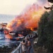 Fire at Keefers boatshed; Scott, George; 1984; P2862
