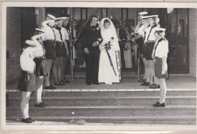 Highett Sea Rangers at wedding of Barbara Huddle (van Lambaart); 1970?; PD0002