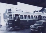 Electric tramcar no. 50 in Black Rock; 1956 Nov.; P1057