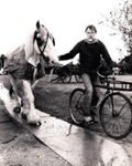 Jim Bisset leading his horse, Silver; News (Sandringham); 198-; P9012