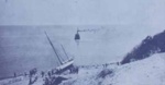 The yacht Thistle being towed off Hampton beach after storm; 1928?; P1170