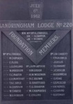 Honour board of Sandringham Lodge No. 220. Foundation members.; 197-?; P0596