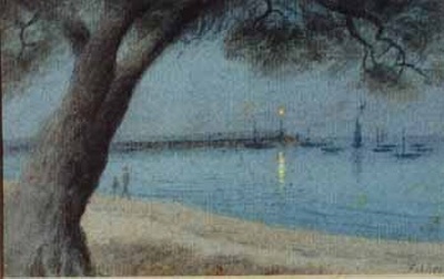 Half Moon Bay : pier light; Latimer, Frank (1886-1974); 1991 Sept.; P2908