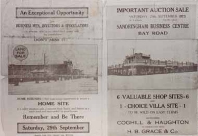 Advertising leaflet for two auction sales in Bay Road, Sandringham; 1923; P1808