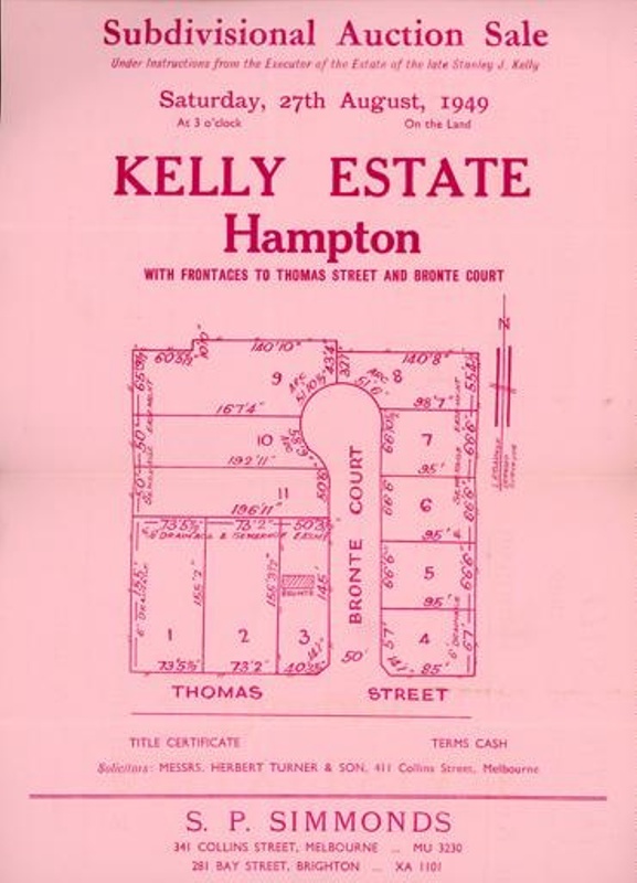 Land sale notice Kelly Estate Hampton; 1949; D0137 eHive