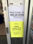 Pharmacy notice, Rapid Antigen Tests (RATs) out of stock; Choat, Liz; 2022 Jan. 3; PD3265