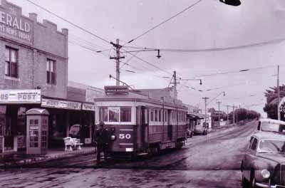 Railways tram no. 50 at Black Rock terminus; 1955?; P5436