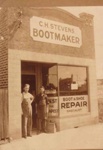 Stevens, Charlie outside his boot repair shop.; 1991; P0045