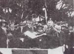Handing of the proclamation declaring Sandringham a City, 21st March, 1923.; 1923; P1944