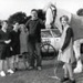 Jim Bisset with his horse, Silver, and four schoolgirls; News (Sandringham); 198-; P9013