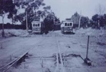 Electric tramcar nos.50 and 51 at Elwood; 1959?; P1113