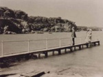 People standing on Woods Rock jetty, near Table Rock Point, Beaumaris; c. 1920; P0419